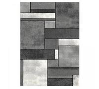 UnAmourDeTapis Tapis Salle De Réception, 160 X 230 Cm, Motif Géométrique, Noir Gris Blanc, Patchwork Moderne, Poils Ras, Fabriqué en Turquie, 11351