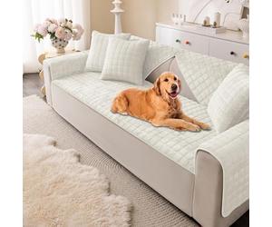 UNBBRRL Couverture Magnétique Canapé Antidérapante en Flanelle, Lavable, pour Canapés Housses De Canapé pour Accoudoirs Et Dossiers, Couverture De Canapé pour Chiens (Cream,70x150cm)
