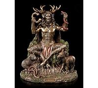 Unbekannt Cernunnos Figurine - Celtique Dieu avec des Animaux Dekofigur Peint à la Main, Heidnischer Dieu, Bronzé& Colorié