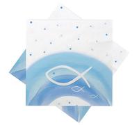 Unbekannt Lot de 20 serviettes de table en forme de poisson bleu arc-en-ciel pour communion, confirmation, baptême