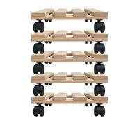 Unbekannt Lot de 5 roulettes pour plantes en bois massif en bois de hêtre solide carré 30 cm x 30 cm jusqu'à 120 kg