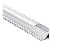 Unbekannt Profilé d'angle en aluminium - Bande de recouvrement de rail pour bandes LED - Profilé rayures opale 1 m 2 m - Blanc laiteux, 2m klar