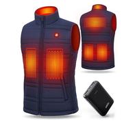 UNBON Gilet Chauffant Homme, Veste Chauffante Homme avec Batterie USB 10000mAh, Doudoune Chauffante Hommes sans Manches avec 3 Températures 6 Zones de Chauffage Électrique pour Moto Chasse, Bleu, XL