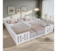 UnboxG Lit enfant en bois massif blanc avec barrières de sécurité – lot de 2, pour matelas 90 x 200 cm, sécurité enfant, facile à monter, design moderne
