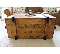 Uncle Joe de Style Vintage Shabby Chic Roosevelt Field Coffre, Bois, Marron Clair, Grande, 98 x 55 x 48 cm,