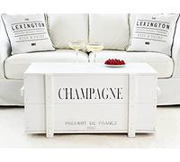 Uncle Joe's Caisse en Bois Coffre Table Basse Table d'appoint Vintage Style Shabby Chic Bois Massif Blanc