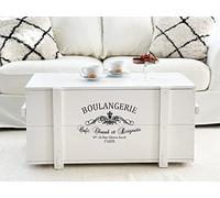 Uncle Joe's Table Basse en Forme de Caisse en Bois de Style Shabby Chic Vintage Blanc