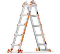 Une échelle escabeau à 5 échelons, une échelle coulissante de 5 mètres avec stabilisateur et roues, une échelle de sécurité à plusieurs positions, capable de supporter 150 kg, pour intérieur, extérieu