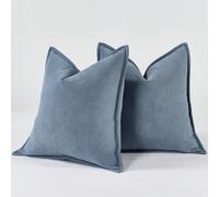 Une pièce de taie d"oreiller à motif de chevron bleu brumeux (sans rembourrage), une housse de coussin décorative moderne et luxueuse avec bordure en chenille douce, convient pour canapé, lit, chambre