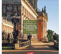 Une promenade à travers les châteaux et jardins prussiens Calendrier 2025 : calendrier mural avec 12 photos de jardins romantiques de châteaux, calendrier photo au format 48 x 46 cm pour l'année