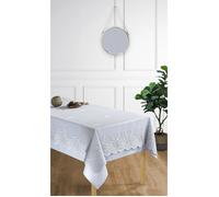 UNIVERSDECOR Nappe + Surnappe en Dentelle Style Vintage Toutes Dimensions (Gris, Nappe Carrée 150x150+Surnappe Dentelle 140x140)