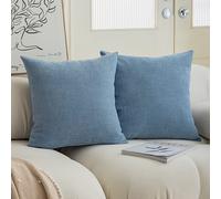 Une taie d'oreiller décorative en chenille carrée à la mode et moderne avec un motif bleu et étoilé brumeux (housse de coussin uniquement, sans oreiller), pour une utilisation quotidienne à la maison 