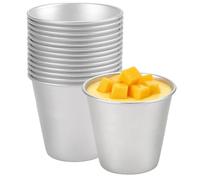 UNGFEI Lot de 14 moules à dariole en aluminium, 220 ml, moules à pudding individuels, moules à puddings, tartes aux œufs et desserts, 8 x 4,8 x 7,2 cm