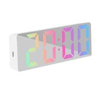 Ungtyb Réveil Miroir, Horloge de Bureau Moderne, réveil Lumineux, Horloge de décoration d'intérieur, Horloge de Table de Chambre à Coucher, réveil Moderne à LED Miroir avec Date et température pour