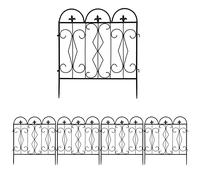 UNHO Clôture de Jardin en Métal Extérieur: Lot de 5 Bordures Décoratives 70x61cm Barrière de Protection Fer Forgé Motif Paysage Portillon de Jardin - Noir