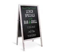 unho Panneau Publicitaire Extérieur Bois 50x100cm, Tableau Noir Magnétique à Double Face Chevalet Bois Ardoise Craie avec 2 Chiffons de Nettoyage Idéal pour Restaurant Café Bar Bistrot - Gris