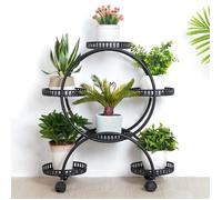 UNHO Support Pot de Fleur Support Plante Roulette Étagere Plantes Intérieur en Fer Forgé pour Jardin Balcon Terrasse 33x73x79cm