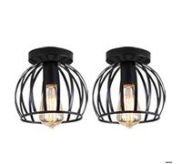 UNI 2 Pack Rétro Plafonnier Noir Cage Industriel Vintage Suspensions Luminaire Edison Culot E27 Lustre pour Salon Chambre