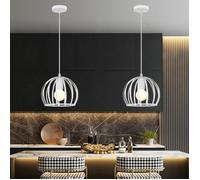 UNI 2pcs Pendentif 3 Lumières Plafonnier Lustre Industrielle Vintage Rétro Luminaire Salle à Manger Chambre Salon Blanc