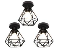 UNI 3PCS Plafonnier Cage Diamant E27 16cm Rétro Industrielle Lustre Suspension pour Couloir Escalier Chambre