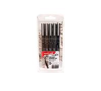 uni-ball 153544968 Pin Paquet de 5 Feutre encre Sépia/Gris foncé/Noir Assortiment de 5 tailles de pointe