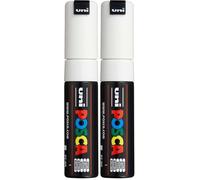 Uni-Ball 182601 - Marqueur POSCA à pointe biseautée large, PC-8K, blanc, 1 pièce (Lot de 2)