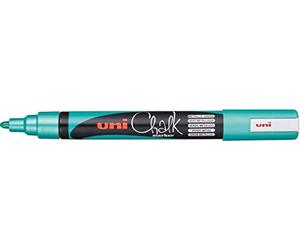 uni-ball 186218 Marqueur pour fenêtre et craie UNI CHALK avec pointe ogive, PWE-5M, vert métallisé