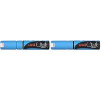 uni-ball 186447 - Marqueur fenêtre & craie UNI CHALK PWE-8K, 8 mm, pointe biseautée, bleu clair (Lot de 2)