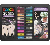 uni-ball 186829 uni-ball POSCA Marker Metalletui DIY Acrylstift farbsortiert, 20 St.
