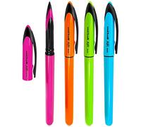 Uni-Ball AIR Micro - 0.5mm Fine Rollerball - Blue Ink - [Pack of 4] - Pink, Orange, Green and Light Blue Barrels