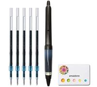Uni-Ball Alpha-Gel Jetstream Stylo à bille 0,7 mm, corps noir, encre noire (SXN1000071P24) + 5 recharges d'encre (SXR-7.24) et nos notes adhésives originales