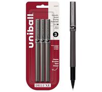 Uni-Ball Stylos roller Deluxe Micro Point Noir Lot de 3 (60029PP)