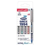 Uni-Ball Etui De 5 Rollers Encre Liquide Eye Ub157e Pointe Moyenne Assorti
