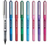 Uni Ball Eye Designer Couleur Assortis Lot Stylo à bille fine 0,7 mm Pointe 0,5 mm Largeur de trait Designer Series Séchage rapide d'encre pigmentée UB-157D (1 de chaque couleur - 8 stylos - Noir Bleu Rouge Vert Vin Rouge Violet bleu clair et rose)
