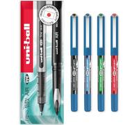 uni-ball Eye Ocean Care UB-150ROP Lot de 4 stylos à bille - 0,5 mm - Pour écriture, dessin, art, artisanat et coloriage - Résistant à la décoloration et à l'eau - Noir, bleu, vert et rouge