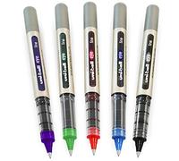 uni-ball EYE UB-157 Lot de 5 stylos roller Pointe 0,7 mm Noir, Bleu, Rouge, Vert, Violet
