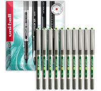 uni-ball EYE UB-157E Lot de 10 Rollers 0,7 mm Encre Vert Clair | Encre résistante à la décoloration, à l'eau et aux produits chimiques, débit constant lisse, formule sans acide