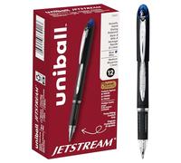 uni-ball Jetstream Stylo à bille Stick Bold 1 mm, encre bleue, corps noir, 1 douzaine