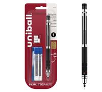 uni-ball Kuru Toga Elite Kit de démarrage pour porte-mine avec corps en métal et pointe de crayon de 0,5 mm, 60 mines de rechange et 5 gommes HB #2