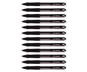Uni-Ball Laknock Stylo à bille rechargeable Pointe moyenne rétractable Encre Noire Lot de 12