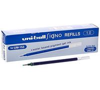 UNI-BALL Lot de 12 Recharges pour Roller UM153 encre gel Signo Broad UMR10 Pte Large 1mm Bleu