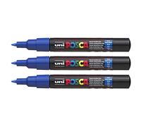 UNI-BALL Lot de 3 Marqueurs peinture POSCA PC-1MC, bleu foncé