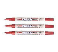 UNI-BALL Lot de 3 Marqueurs permanent PAINT PX-21 Pte conique 1,2 mm Rouge