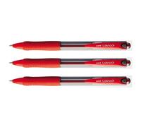 Uni-Ball Lot De 3 Stylos Bille Laknock Sn100/10 Rétractable Grip Pointe Moyenne 1mm Rouge