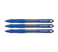 UNI-BALL Lot de 3 Stylos bille Laknock SN100/14 Rétract. Grip Pte Large 1,4mm Bleu