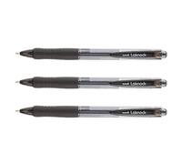 UNI-BALL Lot de 3 Stylos bille Laknock SN100/14 Rétract. Grip Pte Large 1,4mm Noir