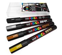 Uni-Ball Lot de 4 marqueurs à peinture dans un étui plastique Posca PC-3M - Tons pastel