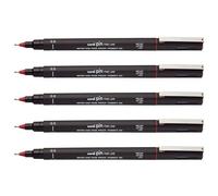 Uni-Ball Lot De 5 Feutres Technique Pointe Fine Pin 05200 B 0,5mm Rouge