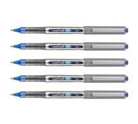 Uni-Ball Lot De 5 Stylos Roller Encre Liquide Recyclé Ub157e Pointe Moyenne Bleu