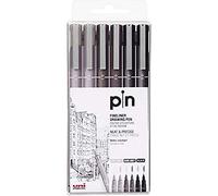 Uni-Ball Lot de 6 marqueurs calibrés uni-pin gris et noir avec plusieurs traits différents de la marque
